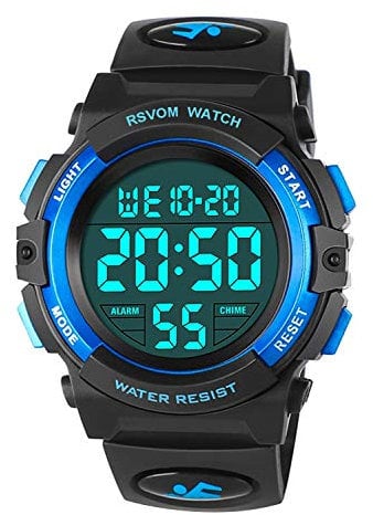 RSVOM Orologio da polso per ragazzi. Orologio sportivo digitale impermeabile esterno con sveglia/cronometro, per bambini adolescenti compleanno/regali di Natale - Blu