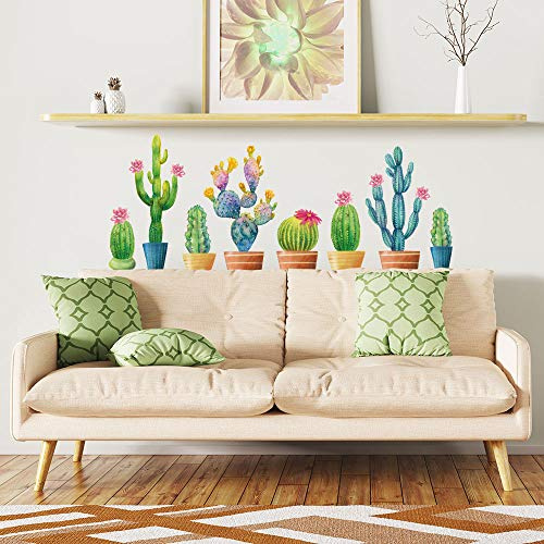 kina - UVCD0041 Wandaufkleber Stickers Sukkulenten Blumen Kaktus Wanddekoration Wohnzimmer Küche Schlafzimmer Eingang - 80x17 cm