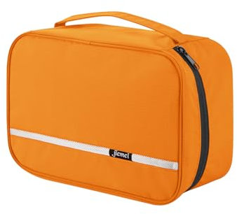 Sac de Toilette Suspendu étanche, JIEMEI Trousse de Toilette Pliable pour Hommes et Femmes, Fermeture à glissière de Haute qualité, Coussinets de Poche Portables 2 Paquets, Orange, L