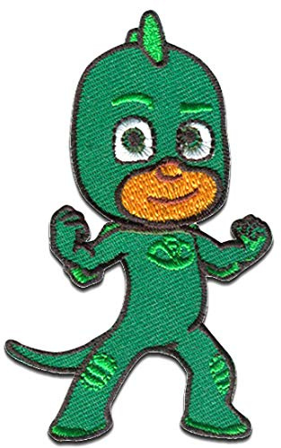 Comercial Mercera PJ Masks Gekko Aufnäher zum Aufbügeln 5 x 8 cm Bügelbild für Kinder mit Pyjamahelden Superhelden Fan, Bügelpatch Patches Bügelflicken Geschenk