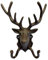 Cast Iron Stag Head Wall Mounted Coat Hook Rack