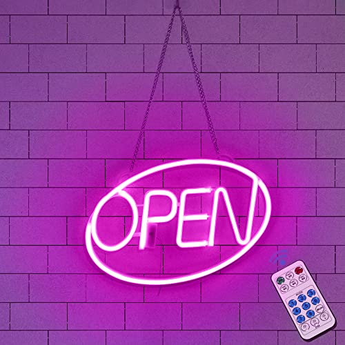 GUOCHENG Neon Open Sign Dekorative LED-beleuchtete Buchstabenlichter vorbeleuchtetes Ladenschild – Neonlicht Schild für Geschäft, Restaurant, Cafés (Rosa)