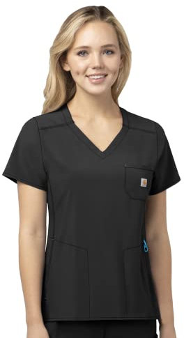 Carhartt Damen Force Modern Fit Brusttasche Scrub Top, schwarz, Klein