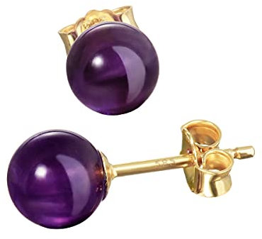 NKlaus Paar echt Amethyst Kugel Ohrstecker 6mm Gelbgold 585 14 Karat Gold Ohrringe 7943