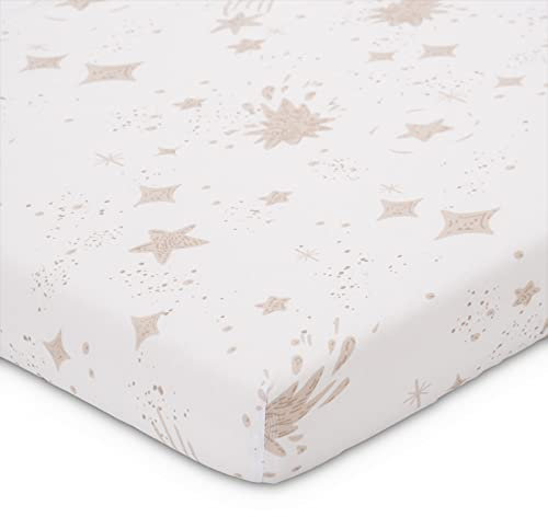 FabiMax Bio-Jersey Spannbettlaken für Laufgitter 75x100 cm, weiß/beige Kleckse