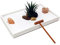 Nature's Mark Mini Zen Gartenset für Schreibtisch mit weißem Sand, Rechen, weißem Sockel, Salzstein und Luftpflanze (rechteckig)