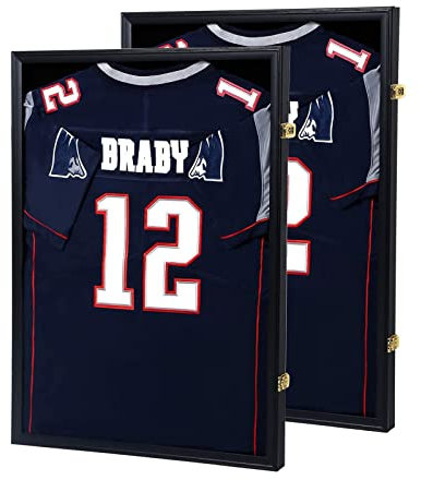 IHEIPYE Trikot-Rahmen-Vitrine, 2 Stück, Trikot-Vitrine, große Sport-Trikot-Schattenbox mit 98 % UV-Schutz, Acryl, für Baseball, Basketball, Fußball, Hockey, Sportshirt und Uniform