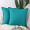 Madizz 2er Set Polyester- Leinen Kissenbezügen Weiche dekorative Kissenbezüge für Sofa Schlafzimmer Kissenhülle Blaugrün 40x40 cm Quadrat