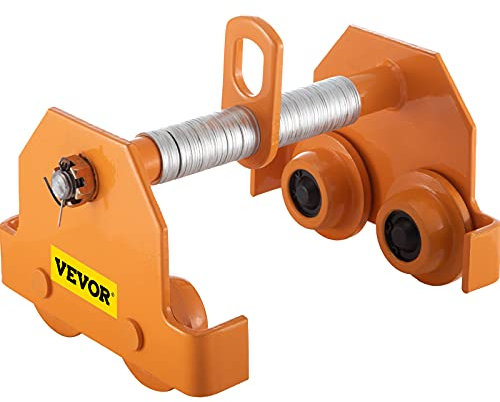 VEVOR Manual Trolley, 6600LBS/3 Ton Load Capacity Beam Trolley, 3.9-8 inch Adjustable Width Push Beam, Track Roller Trolley with Dual Wheels Garage Hoist for Straight Curved I Beam