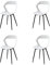 GrandCA HOME Lot de 4 Chaises de Salle à Manger, Chaises de Cuisine, Design Creux Sculpté avec Dossier, Pieds en Métal Robuste Noir, Blanc