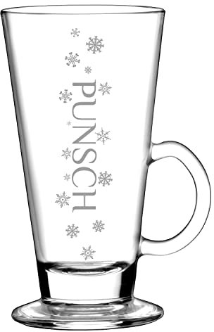 PUNSCHGLAS 6 Stück - 260ml Punsch Gläser mit Henkel Spülmaschinengeeignet - mit Lasergravur - Gastroglas 6er Set