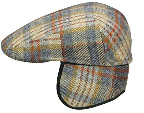 Göttmann Derby-K Flatcap aus Wolle mit Ohrenklappen - Hellblau-Rotbraun (58) - 58 cm