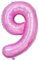 Vthoviwa 40 Zoll/18 Farbens Luftballon Zahlen 9 Rosa, Luftballon 9. Geburtstag Foil Ballon, 0123456789,10-19,20-25,30,40,50,60,70,80,90, Folienballon 9 Party Dekoration Helium Unterstützen