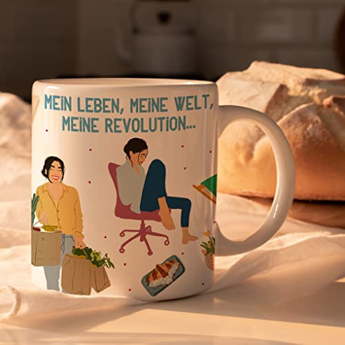 HappyMots Originelle Mug aus hochwertiger Keramik zum Verschenken | Frühstückstassen | Geeignet für Mikrowelle und Spülmaschine | Lustige Tassen | Geschenk für Freundinnen | Geschenk zum Frauentag