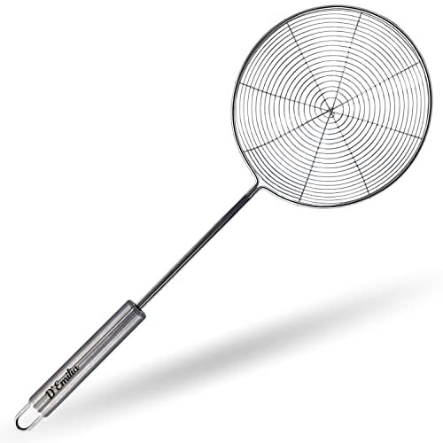 D’Emilia – Espumadera araña de Acero Inoxidable para filtrar, escurre y mantiene los alimentos limpios y saludables, colador de cocina para cualquier alimento sólido (14 cm)