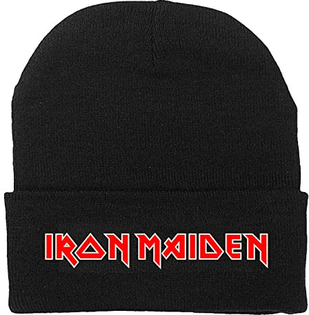 Iron Maiden Besticktes Logo Beanie Schwarz, Schwarz, Einheitsgr��e