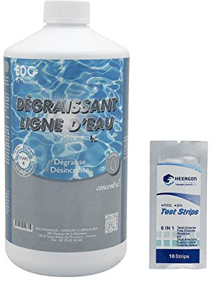 EDG by AQUALUX NETTOYANT LIGNE D'EAU Liquide - 1L | Élimine les Tâches, Impuretés et Dépôts de Gras + 10 Tests HPS OFFERTS 6 en 1