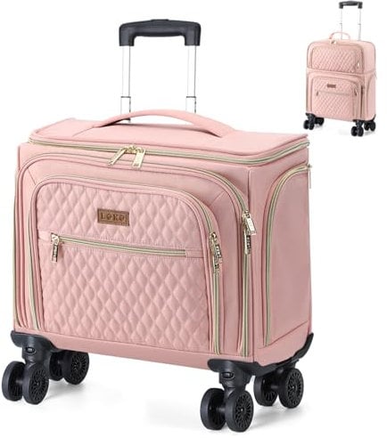 Lekeinchi 4 Rad Laptop Trolley Business mit 6 Packwürfeln & 15.6 Zoll Laptopfach, Groß Erweiterbar Reisekoffer Handgepäck, Leicht Wasserdicht Rollkoffer Aktenkoffer für Reisen/Business/Damen, Rosa