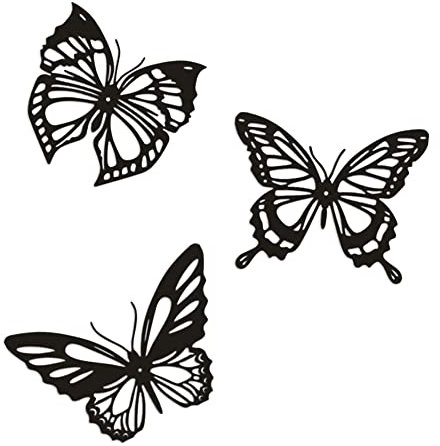 BEEOFICEPENG 3 Stück Schmetterling Metall Wanddeko Schwarz Schmetterling Metall Wandbehang Deko Bauernhof Rustikal Büro Schlafzimmer Deko