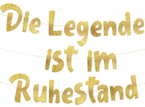 Lustige Banner, Glitzerbanner Die Legende ist im Ruhestand, Partyzubehör zum Renteneintritt