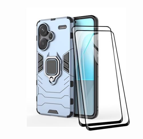 TEYYOS Funda + [2 Piezas] Protector de Pantalla para Xiaomi Redmi Note 13 Pro Plus 5G, TPU/PC Antigolpes Armor Protección Carcasa [360° Soporte] con 9H Dureza Vidrio Templado Protector, Azul