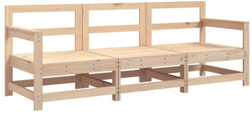 vidaXL Garten Lounge Set 3-TLG., Gartenmöbel Set mit Holzrahmen, Sitzgruppe für Garten Terrasse Balkon, Modular Sofa Garnitur Loungemöbel, Massivholz Kiefer