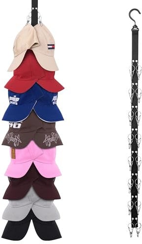 Winter Shore Cappy Halterung für den Schrank (2er-Pack) - Vertikale Cap Aufhänger mit 32 Edelstahl-Clips - Cap Halterung Wand für Mehrere Sportkappen, Mützen, Hüte - Cap Halter 100 cm