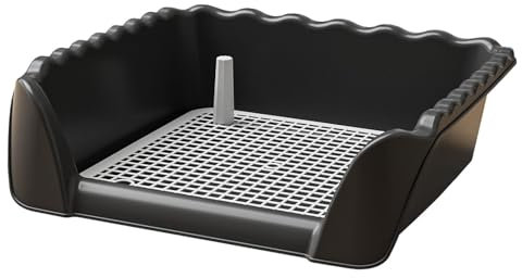perfk Inodoro para Perros con Poste extraíble, Bandeja compacta para Arena para Mascotas, portátil, fácil de Limpiar, Entrenador para IR al baño, Bandeja, Negro