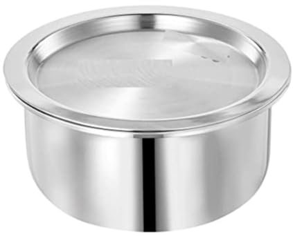 Generic jewellary hub - Pentola in alluminio Patila con coperchio, fondo rotondo, con finitura martellata, Dekchi Bhagona (alluminio, 30 litri), argento