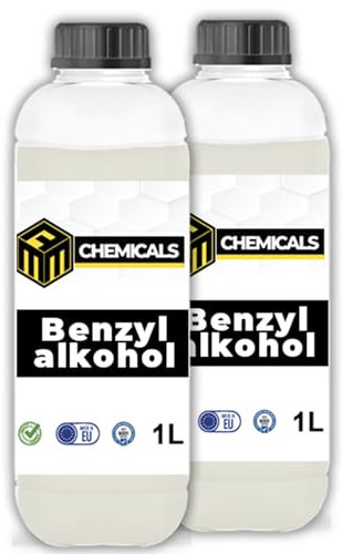 MRM CHEMICALS - Benzylalkohol 99,9% - 2 x 1L – Hochreines Lösungsmittel & Harz-Verdünner – Für Epoxidharz, Resin, Lacke, Farben, Klebereste – Industrie, Labor, Handwerk