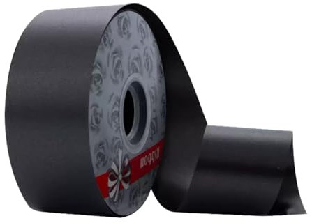 Chexin Geschenkband Schwarz,50 mm x 90 m Polyband, Schleifenband Kräuselband 16 cm, Ringelband Maibaum Deko, Dekoband zum Partydeko Hochzeits Geburtstag Floristen Dekorieren Basteln & Verpacken