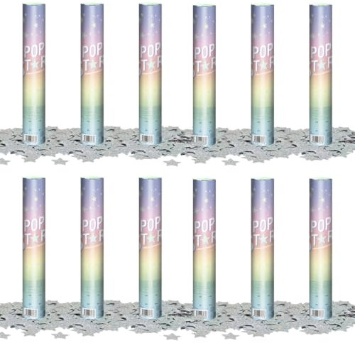 Konfettikanone für Valentinstag und Hochzeit, Dekoration für Veranstaltungen, Partys, Feiern, Hochzeiten (10 Stück, irisierende Sterne)