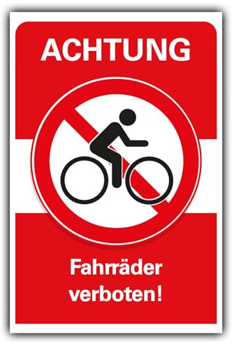 Verbotsschild Fahrräder verboten Verbot Hinweisschild Hartschaum 30x20 cm