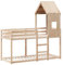vidaXL Etagenbett, Hochbett mit Dach Leitplanken, Stockbett für Schlafzimmer, Bett Holzbett Einzelbett, 90x200cm Massivholz Kiefer