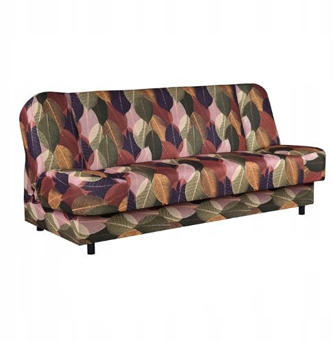Family Meble Couch, Modell Sara Print, Sofa mit Schlaffunktion, Schlafcouch, Schlafsofa mit Bettkasten, Lounge Sofa, Bequem zum Entspannen, Elegantes Design, Für Wohnzimmer, Schlafzimmer, Leaf 1