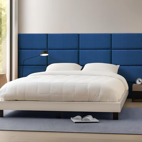 [neu.haus] Wandkissen Carpino 3er Set 60 x 30 cm Wandpolster Samt Navyblau Wandpaneele gepolstert Kopfteil für Bett Polsterpaneel zum Kleben