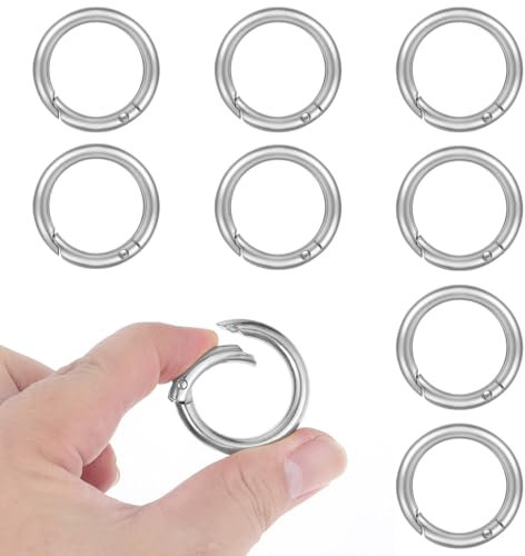 10 Stück Runden Trigger Metallfeder O Ringe Heavy Duty Metal Karabinerring 25mm Rund Schlüsselanhänger Ringe Kleiner Mini Karabinerhaken Clip FüR Schlüssel Handtasche Diy Zubehör Basteln（Silber）