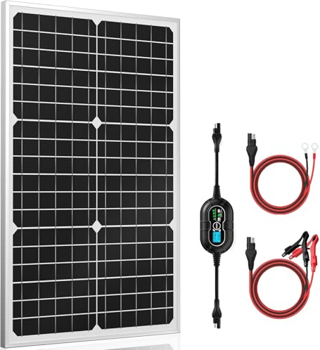 SUNER POWER 12 V Solarmodul-Set, 30 W, hocheffizientes 30-Watt-Solarpanel + ultraintelligenter 10 A MPPT-Laderegler, Solar-Batterie-Erhaltungsladegerät für Boot, Auto, Wohnmobil, Motorrad, Marine,