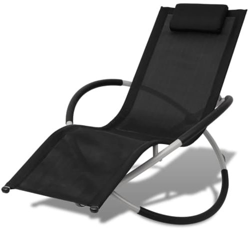 Willood Sonnenliege Geometrisch Outdoor Stahl Schwarz und Grau