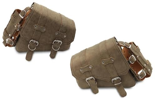 YFBH Satteltasche Motorrad-Satteltasche Mit Getränkehalter, Seitentaschen Für Harley Sportster XL 883 1200 Chopper Cruiser Cafe Racer Softail Bobber Gepäck(Braun,XXL)