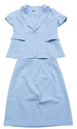 Allegra K Anzug-Sets für Damen, 2-teiliges Outfit, Blazer, Arbeitsanzug mit Bleistiftrock Blau L