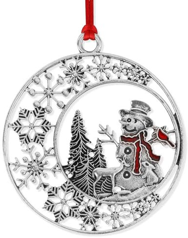 2024 Weihnachtsschmuck, Zinn Christbaumschmuck mit Rotem Seil Wunderschön Hängende Basteldekoration für Weihnachtsfeiertage Heimparty-Dekor