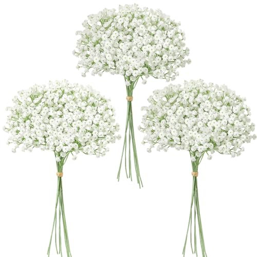 Serwalin 24PCS Schleierkraut Künstlich Kunstblumenstrauß Blumen Sträuße für Hochzeit nach Hause Partei DIY Kranz Blumenarrangement Heimdekoration