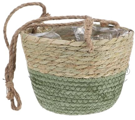 YARNOW Panier Suspendu Petit Panier À Plantes pour Décoration Murale Support De Pot De Fleurs en Paille Tissée pour Décoration De Verdure 1 Pièce