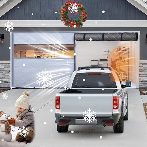 ytdzinoi Rideau Thermique pour Porte de Garage, Kit d'isolation de Porte de Garage pour l'hiver, Rideau de Protection Thermique avec Magnétique avec fenêtre Transparente, isolants Anti Froid/Chaleur