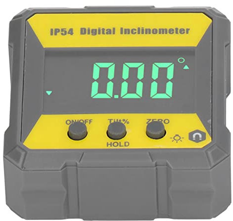 Digitaler Winkelmesser mit Magnetischer Basis, LCD-Display, Hochpräzise Neigungsmesser-Füllstandsanzeige für Straßen- und Brückenneigungserkennung, Kunststoff, Grau und Gelb