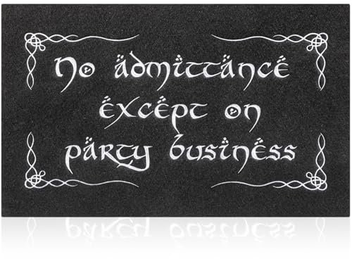 MWAZZLL Large Funny Front Door Mat No Admittance Except On Party Business Welcome Doormat for Entrance Outdoor Indoor Mats with Non Slip Rubber Backing Black 60 x 90 cm