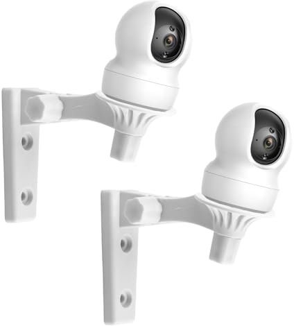 2 Pack Security Camera Wall Ceiling Mount Bracket - for TP-Link IPC40C 42EW & Kasa EC70 KC410s Series and More | Adjustable 180° Fixings Universal IndoorOutdoor Holder with Tilt Rotation (White)