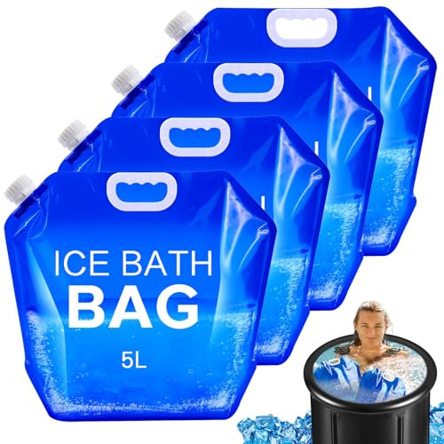 Tryitsbest 4 Pack Ice Bath Bags Reusable, Large Capacity Cold Plunge Ice Bath Accessories, Portable Bathtub Freezer Water Bags for Ice Baths at Home (5L/1.3 Gallon -4Pcs)