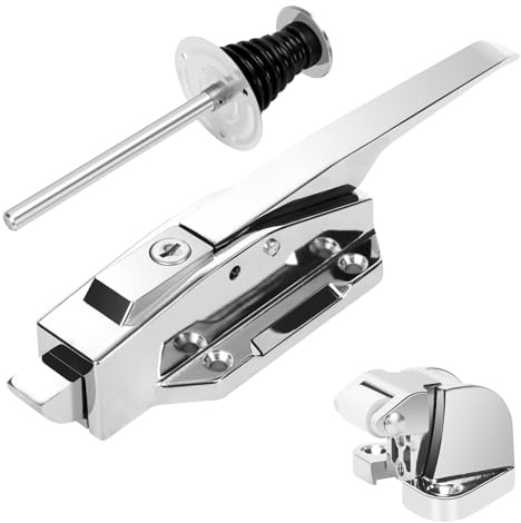 Axiqunel Walk in Cooler Freezer Door Handle Latch Kit Flush 1/8-1/4 | 304 stainless steel push rod, 5.9 solid metal interior release handle. Zinc alloy latch with safety key for commercial use
